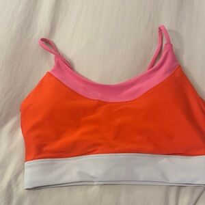 Sage Sports Bra in Orange, Pink, and White